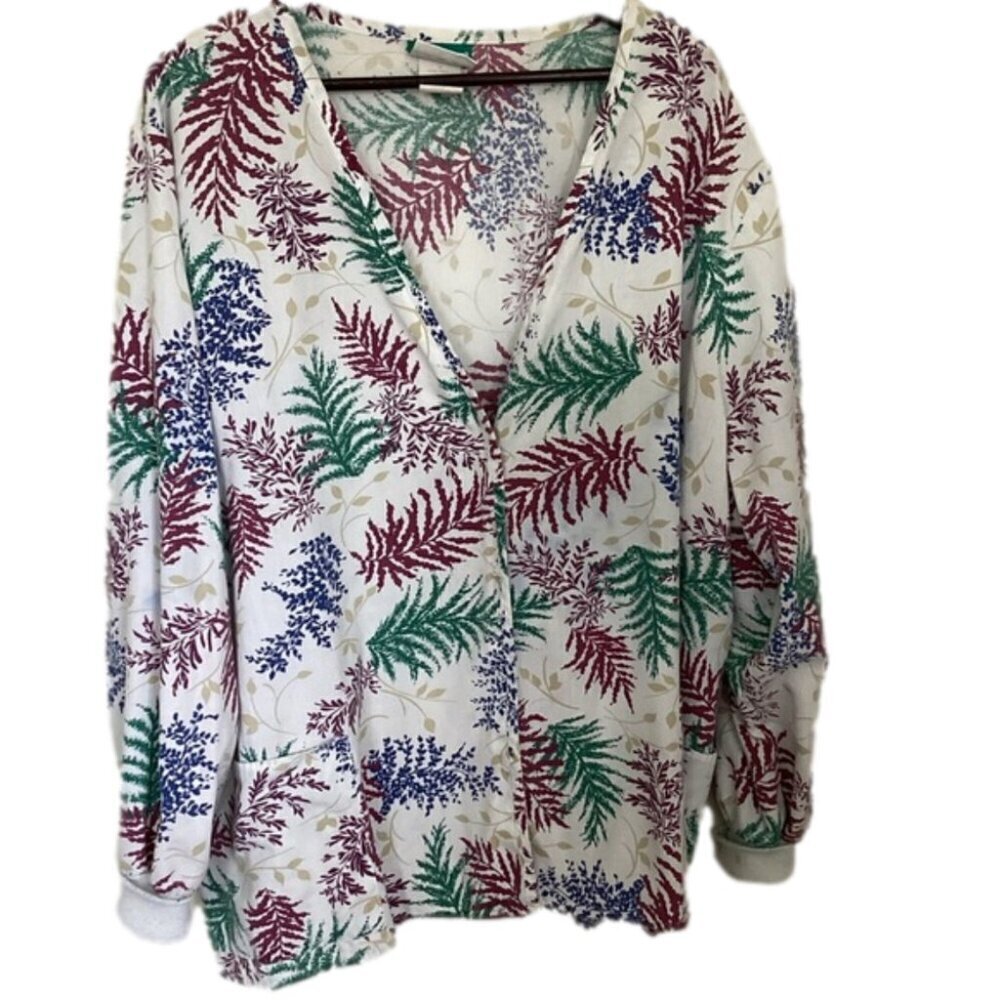 Nurses Floral Scrub Sweater Plus Size 4X
